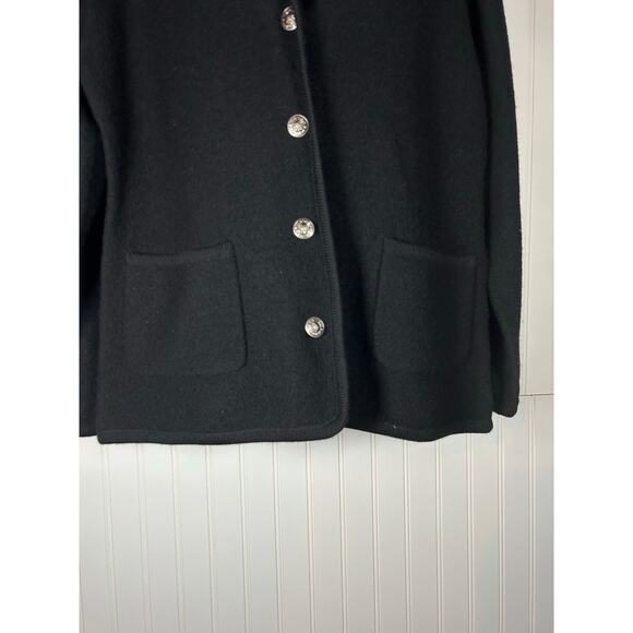 Deane And White 100% Wool  Dark black Button Up Jacket size L 2 small hole new - Picture 1 of 11